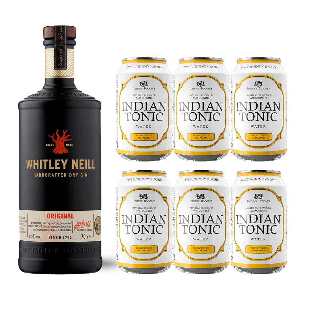 KOKTEILIKOMBO: Whitley Neill Handcrafted Gin, Original Gin + JB, Classic Indian, Tonic Water