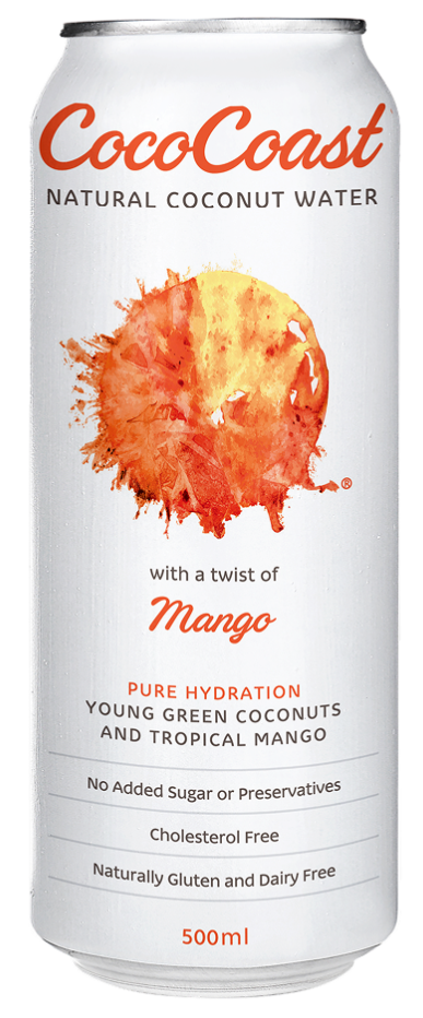 CocoCoast, Sparkling Coconut Water, Mango